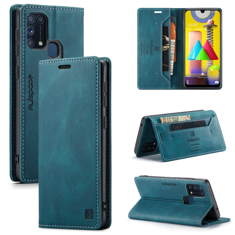 For Samsung Galaxy M31 AutSpace A01 Retro Skin-feel Crazy Horse Texture Horizontal Flip Leather Case with Holder & Card Slots & Wallet & RFID