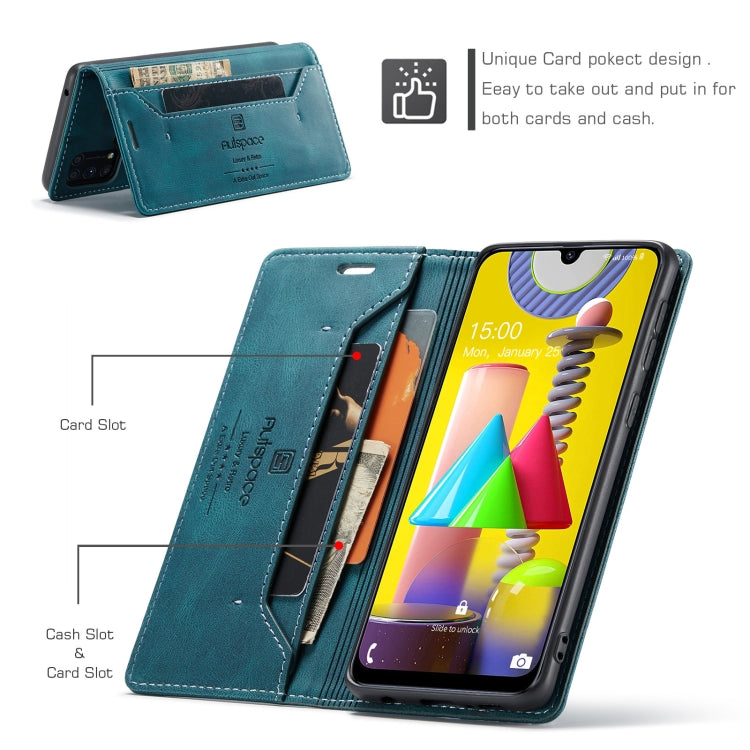 For Samsung Galaxy M31 AutSpace A01 Retro Skin-feel Crazy Horse Texture Horizontal Flip Leather Case with Holder & Card Slots & Wallet & RFID