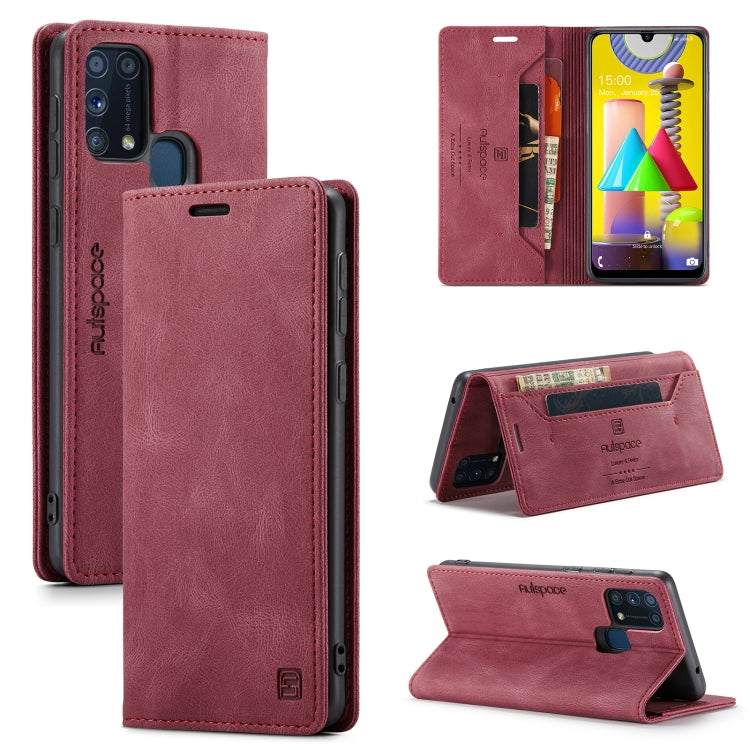 For Samsung Galaxy M31 AutSpace A01 Retro Skin-feel Crazy Horse Texture Horizontal Flip Leather Case with Holder & Card Slots & Wallet & RFID