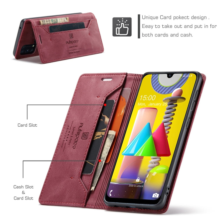 For Samsung Galaxy M31 AutSpace A01 Retro Skin-feel Crazy Horse Texture Horizontal Flip Leather Case with Holder & Card Slots & Wallet & RFID