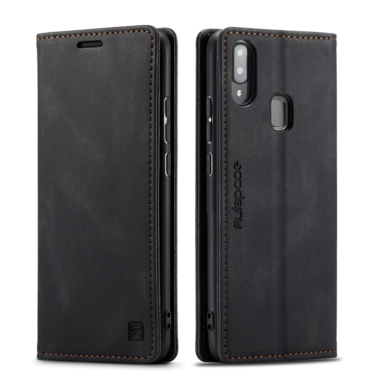 For Samsung Galaxy A40 AutSpace A01 Retro Skin-feel Crazy Horse Texture Horizontal Flip Leather Case with Holder & Card Slots & Wallet & RFID