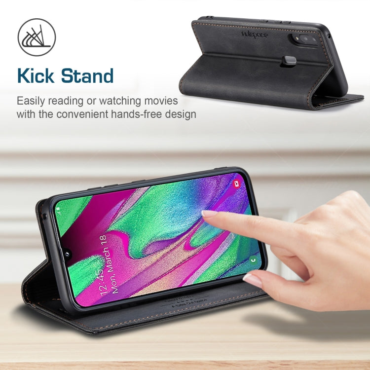 For Samsung Galaxy A40 AutSpace A01 Retro Skin-feel Crazy Horse Texture Horizontal Flip Leather Case with Holder & Card Slots & Wallet & RFID
