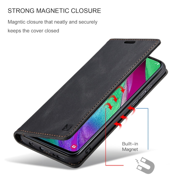 For Samsung Galaxy A40 AutSpace A01 Retro Skin-feel Crazy Horse Texture Horizontal Flip Leather Case with Holder & Card Slots & Wallet & RFID