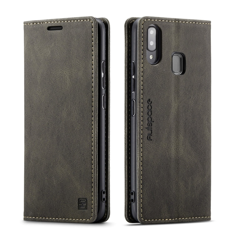 For Samsung Galaxy A40 AutSpace A01 Retro Skin-feel Crazy Horse Texture Horizontal Flip Leather Case with Holder & Card Slots & Wallet & RFID