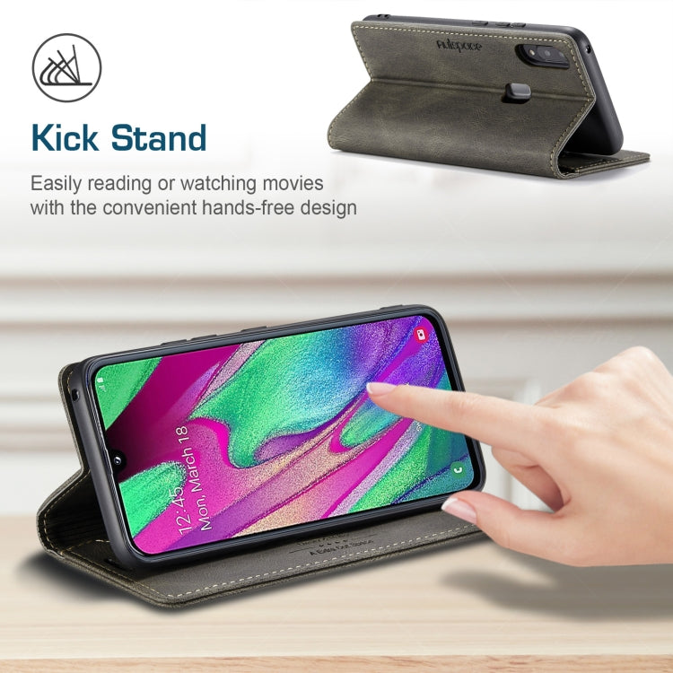 For Samsung Galaxy A40 AutSpace A01 Retro Skin-feel Crazy Horse Texture Horizontal Flip Leather Case with Holder & Card Slots & Wallet & RFID
