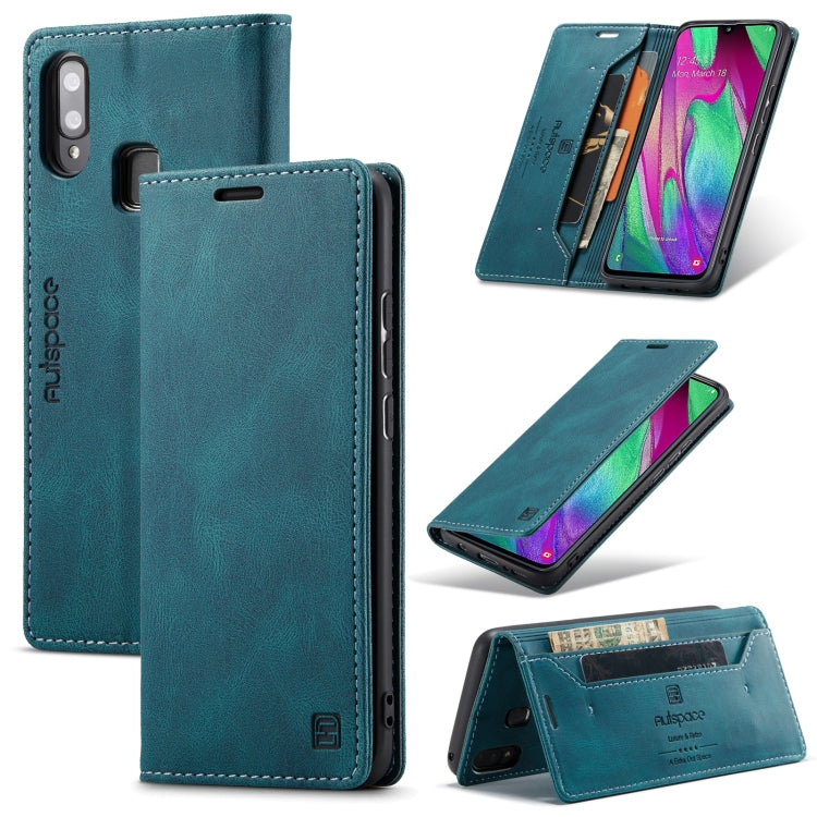 For Samsung Galaxy A40 AutSpace A01 Retro Skin-feel Crazy Horse Texture Horizontal Flip Leather Case with Holder & Card Slots & Wallet & RFID