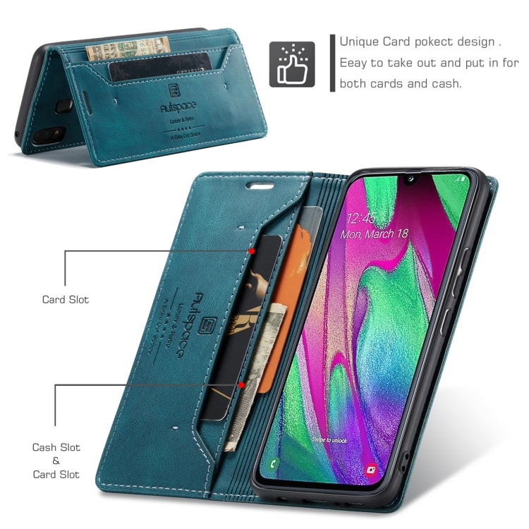 For Samsung Galaxy A40 AutSpace A01 Retro Skin-feel Crazy Horse Texture Horizontal Flip Leather Case with Holder & Card Slots & Wallet & RFID