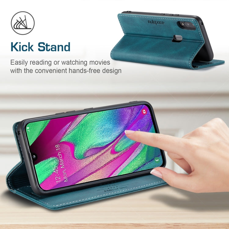For Samsung Galaxy A40 AutSpace A01 Retro Skin-feel Crazy Horse Texture Horizontal Flip Leather Case with Holder & Card Slots & Wallet & RFID