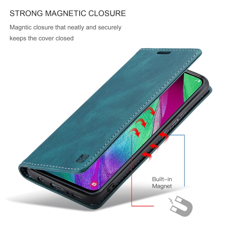 For Samsung Galaxy A40 AutSpace A01 Retro Skin-feel Crazy Horse Texture Horizontal Flip Leather Case with Holder & Card Slots & Wallet & RFID