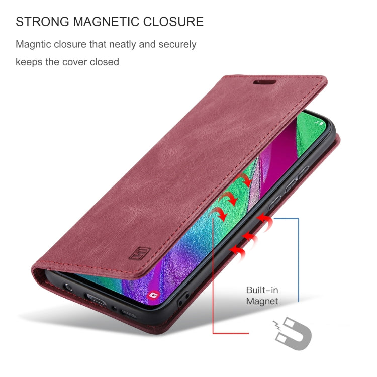 For Samsung Galaxy A40 AutSpace A01 Retro Skin-feel Crazy Horse Texture Horizontal Flip Leather Case with Holder & Card Slots & Wallet & RFID