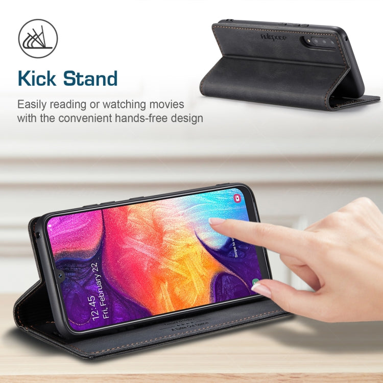 For Samsung Galaxy A50 / A50s /A30 AutSpace A01 Retro Skin-feel Crazy Horse Texture Horizontal Flip Leather Case with Holder & Card Slots & Wallet & RFID