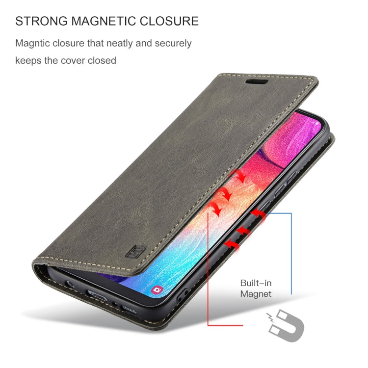 For Samsung Galaxy A50 / A50s /A30 AutSpace A01 Retro Skin-feel Crazy Horse Texture Horizontal Flip Leather Case with Holder & Card Slots & Wallet & RFID