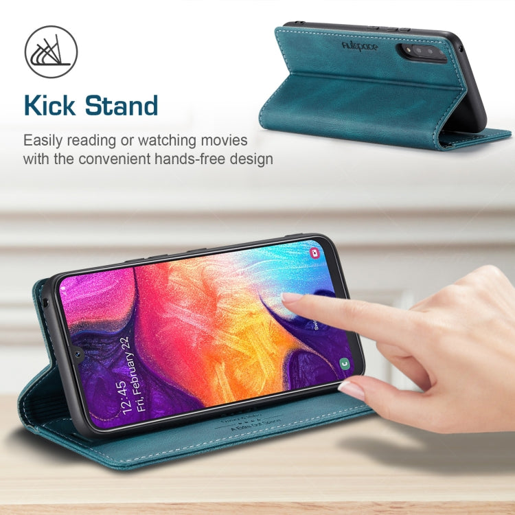 For Samsung Galaxy A50 / A50s /A30 AutSpace A01 Retro Skin-feel Crazy Horse Texture Horizontal Flip Leather Case with Holder & Card Slots & Wallet & RFID