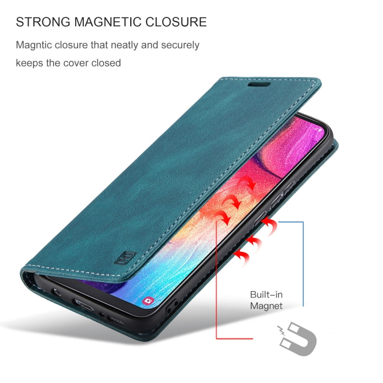 For Samsung Galaxy A50 / A50s /A30 AutSpace A01 Retro Skin-feel Crazy Horse Texture Horizontal Flip Leather Case with Holder & Card Slots & Wallet & RFID