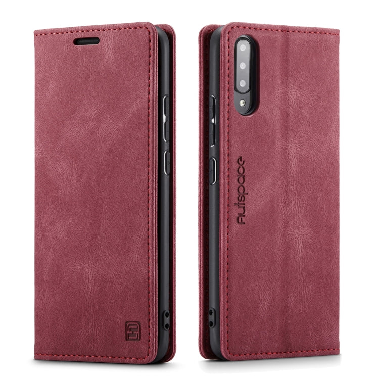 For Samsung Galaxy A50 / A50s /A30 AutSpace A01 Retro Skin-feel Crazy Horse Texture Horizontal Flip Leather Case with Holder & Card Slots & Wallet & RFID