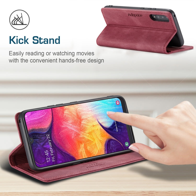 For Samsung Galaxy A50 / A50s /A30 AutSpace A01 Retro Skin-feel Crazy Horse Texture Horizontal Flip Leather Case with Holder & Card Slots & Wallet & RFID
