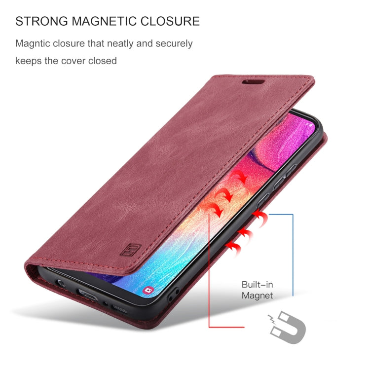 For Samsung Galaxy A50 / A50s /A30 AutSpace A01 Retro Skin-feel Crazy Horse Texture Horizontal Flip Leather Case with Holder & Card Slots & Wallet & RFID
