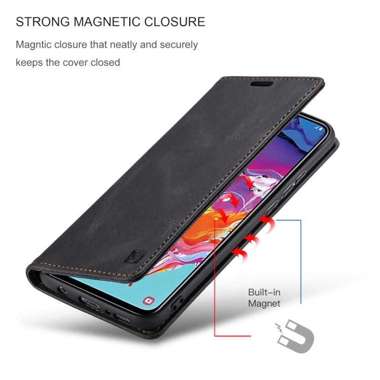 For Samsung Galaxy A70 AutSpace A01 Retro Skin-feel Crazy Horse Texture Horizontal Flip Leather Case with Holder & Card Slots & Wallet & RFID