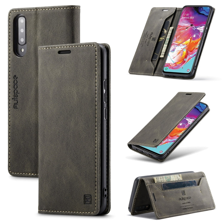 For Samsung Galaxy A70 AutSpace A01 Retro Skin-feel Crazy Horse Texture Horizontal Flip Leather Case with Holder & Card Slots & Wallet & RFID