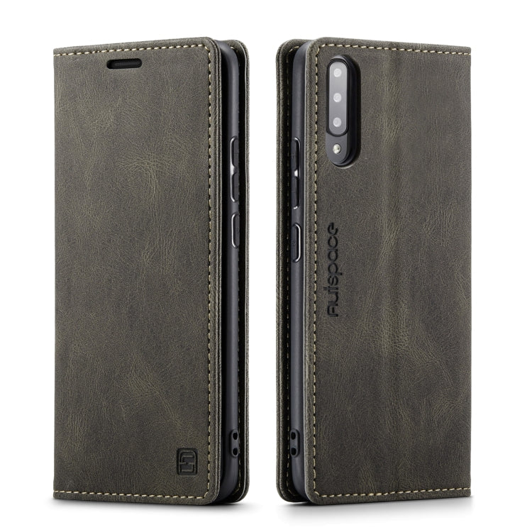 For Samsung Galaxy A70 AutSpace A01 Retro Skin-feel Crazy Horse Texture Horizontal Flip Leather Case with Holder & Card Slots & Wallet & RFID