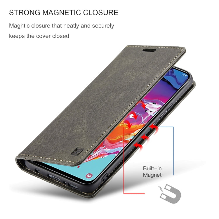 For Samsung Galaxy A70 AutSpace A01 Retro Skin-feel Crazy Horse Texture Horizontal Flip Leather Case with Holder & Card Slots & Wallet & RFID