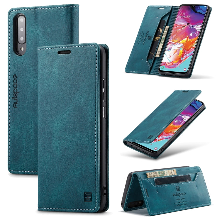 For Samsung Galaxy A70 AutSpace A01 Retro Skin-feel Crazy Horse Texture Horizontal Flip Leather Case with Holder & Card Slots & Wallet & RFID