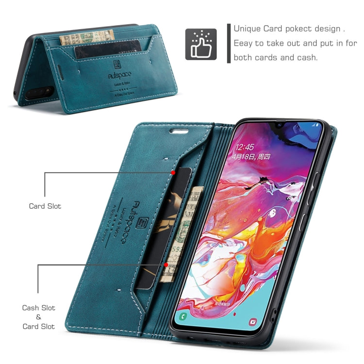 For Samsung Galaxy A70 AutSpace A01 Retro Skin-feel Crazy Horse Texture Horizontal Flip Leather Case with Holder & Card Slots & Wallet & RFID