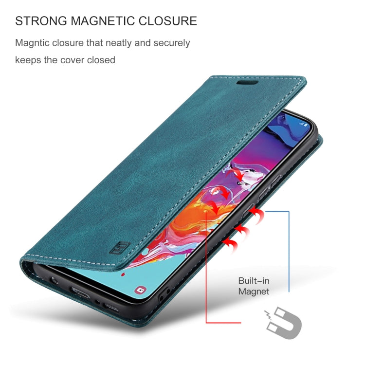 For Samsung Galaxy A70 AutSpace A01 Retro Skin-feel Crazy Horse Texture Horizontal Flip Leather Case with Holder & Card Slots & Wallet & RFID