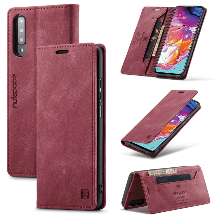For Samsung Galaxy A70 AutSpace A01 Retro Skin-feel Crazy Horse Texture Horizontal Flip Leather Case with Holder & Card Slots & Wallet & RFID