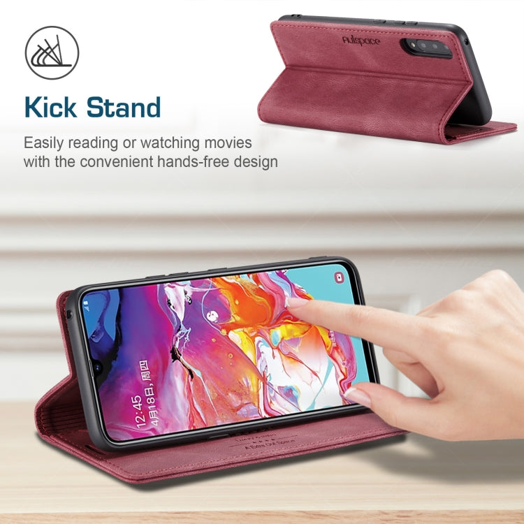 For Samsung Galaxy A70 AutSpace A01 Retro Skin-feel Crazy Horse Texture Horizontal Flip Leather Case with Holder & Card Slots & Wallet & RFID