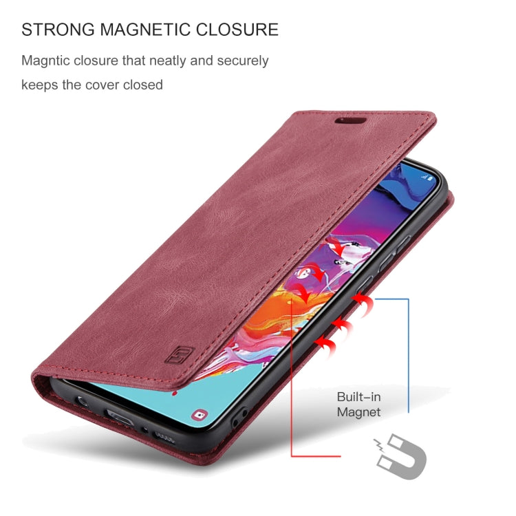 For Samsung Galaxy A70 AutSpace A01 Retro Skin-feel Crazy Horse Texture Horizontal Flip Leather Case with Holder & Card Slots & Wallet & RFID