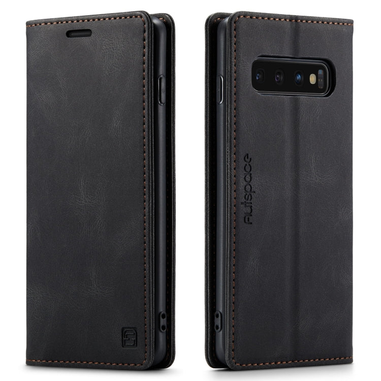 For Samsung Galaxy S10+ AutSpace A01 Retro Skin-feel Crazy Horse Texture Horizontal Flip Leather Case with Holder & Card Slots & Wallet & RFID