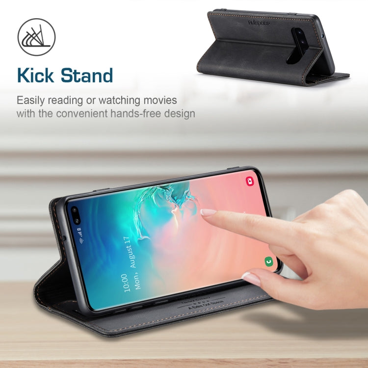 For Samsung Galaxy S10+ AutSpace A01 Retro Skin-feel Crazy Horse Texture Horizontal Flip Leather Case with Holder & Card Slots & Wallet & RFID