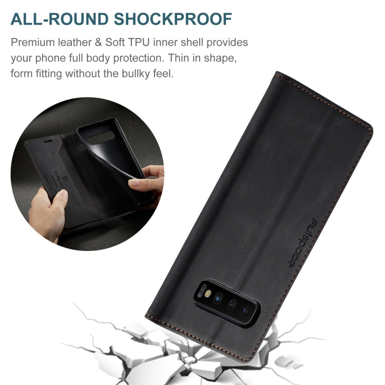 For Samsung Galaxy S10+ AutSpace A01 Retro Skin-feel Crazy Horse Texture Horizontal Flip Leather Case with Holder & Card Slots & Wallet & RFID