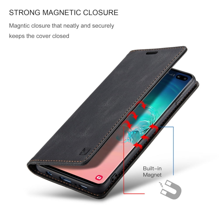 For Samsung Galaxy S10+ AutSpace A01 Retro Skin-feel Crazy Horse Texture Horizontal Flip Leather Case with Holder & Card Slots & Wallet & RFID