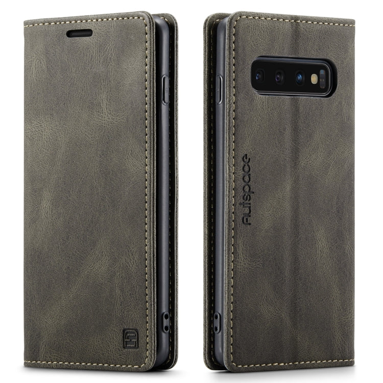 For Samsung Galaxy S10+ AutSpace A01 Retro Skin-feel Crazy Horse Texture Horizontal Flip Leather Case with Holder & Card Slots & Wallet & RFID
