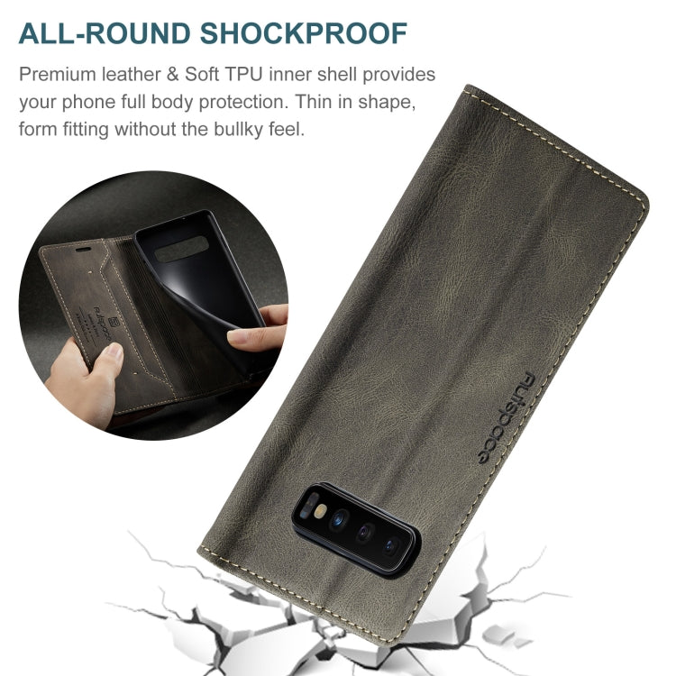 For Samsung Galaxy S10+ AutSpace A01 Retro Skin-feel Crazy Horse Texture Horizontal Flip Leather Case with Holder & Card Slots & Wallet & RFID