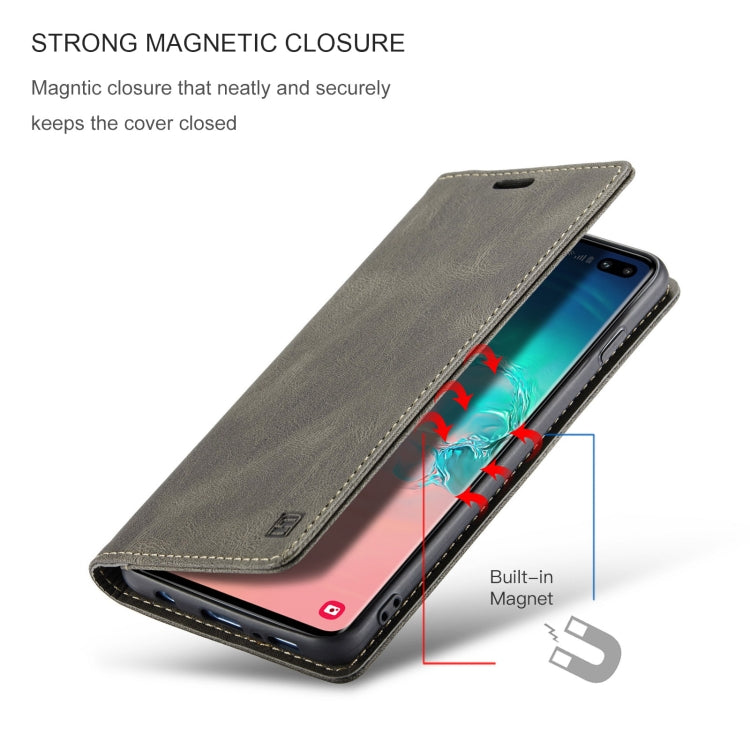 For Samsung Galaxy S10+ AutSpace A01 Retro Skin-feel Crazy Horse Texture Horizontal Flip Leather Case with Holder & Card Slots & Wallet & RFID