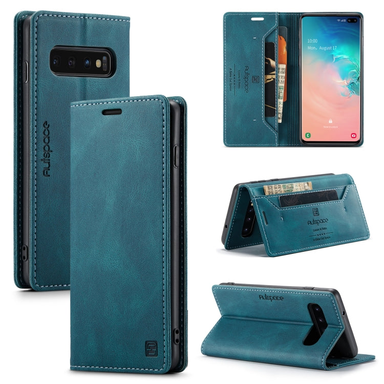 For Samsung Galaxy S10+ AutSpace A01 Retro Skin-feel Crazy Horse Texture Horizontal Flip Leather Case with Holder & Card Slots & Wallet & RFID