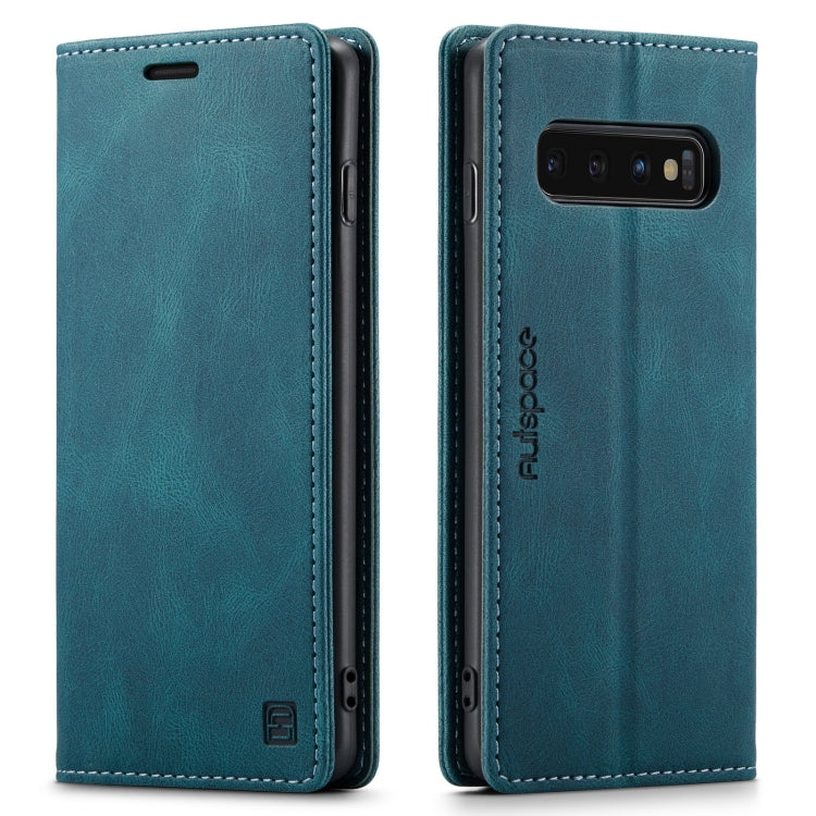 For Samsung Galaxy S10+ AutSpace A01 Retro Skin-feel Crazy Horse Texture Horizontal Flip Leather Case with Holder & Card Slots & Wallet & RFID