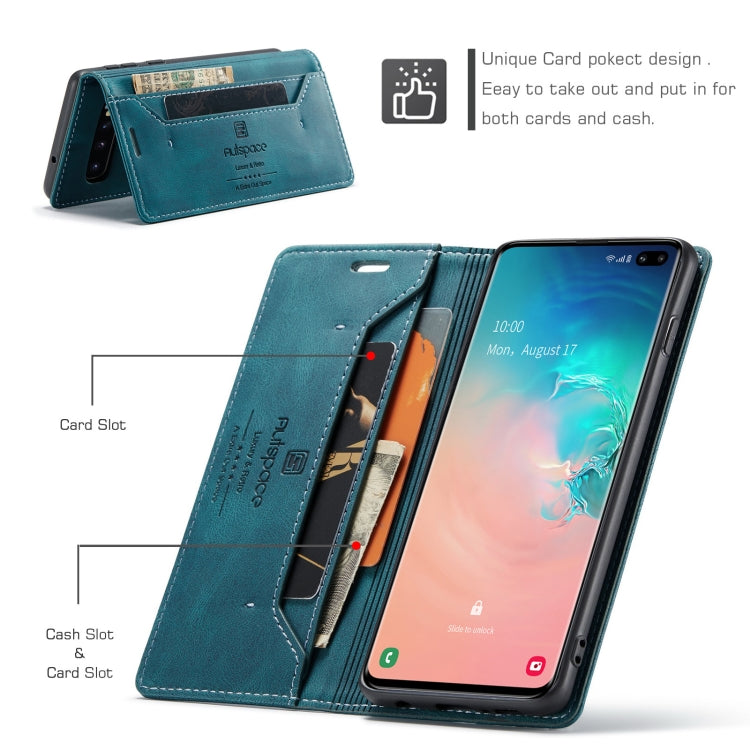 For Samsung Galaxy S10+ AutSpace A01 Retro Skin-feel Crazy Horse Texture Horizontal Flip Leather Case with Holder & Card Slots & Wallet & RFID