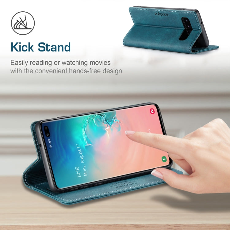 For Samsung Galaxy S10+ AutSpace A01 Retro Skin-feel Crazy Horse Texture Horizontal Flip Leather Case with Holder & Card Slots & Wallet & RFID