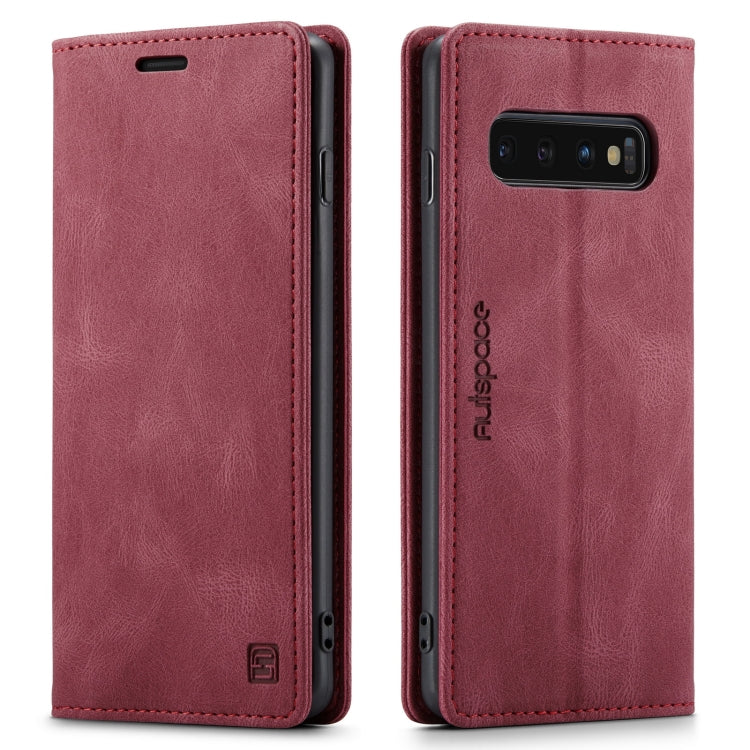 For Samsung Galaxy S10+ AutSpace A01 Retro Skin-feel Crazy Horse Texture Horizontal Flip Leather Case with Holder & Card Slots & Wallet & RFID