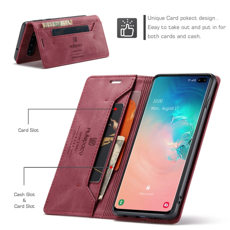 For Samsung Galaxy S10+ AutSpace A01 Retro Skin-feel Crazy Horse Texture Horizontal Flip Leather Case with Holder & Card Slots & Wallet & RFID