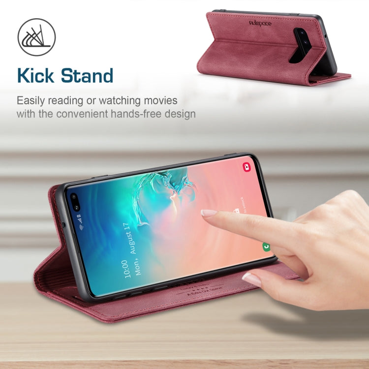 For Samsung Galaxy S10+ AutSpace A01 Retro Skin-feel Crazy Horse Texture Horizontal Flip Leather Case with Holder & Card Slots & Wallet & RFID