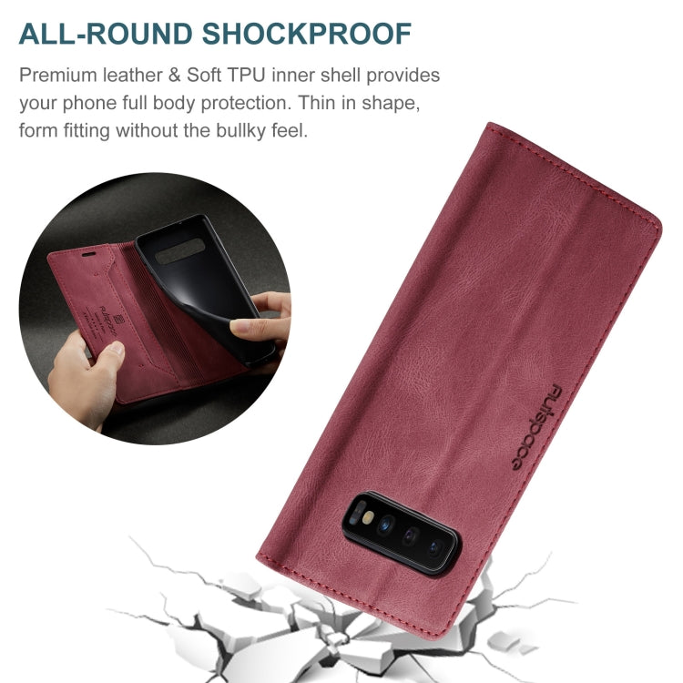 For Samsung Galaxy S10+ AutSpace A01 Retro Skin-feel Crazy Horse Texture Horizontal Flip Leather Case with Holder & Card Slots & Wallet & RFID