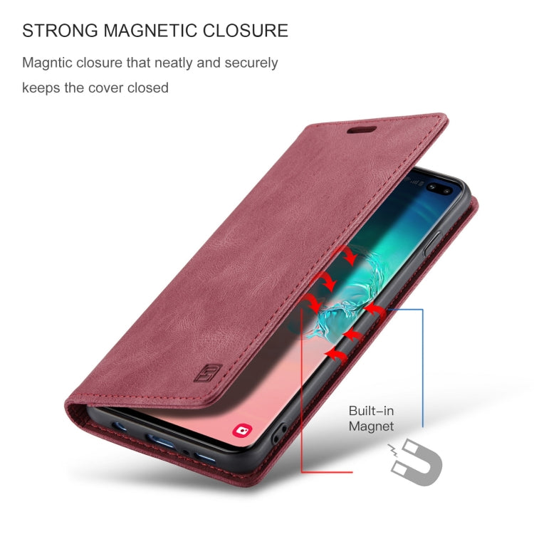 For Samsung Galaxy S10+ AutSpace A01 Retro Skin-feel Crazy Horse Texture Horizontal Flip Leather Case with Holder & Card Slots & Wallet & RFID
