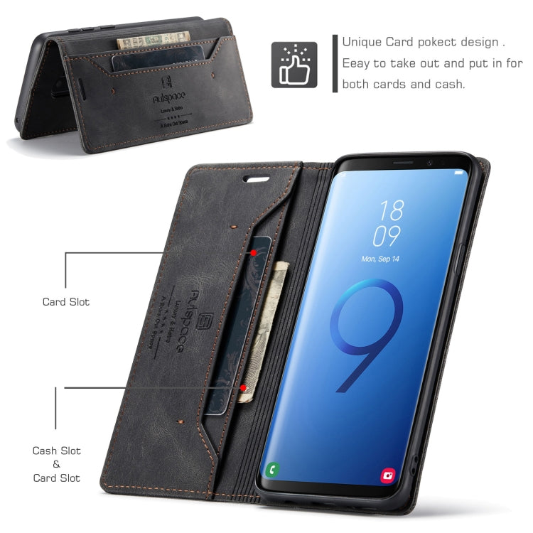 For Samsung Galaxy S9 AutSpace A01 Retro Skin-feel Crazy Horse Texture Horizontal Flip Leather Case with Holder & Card Slots & Wallet & RFID