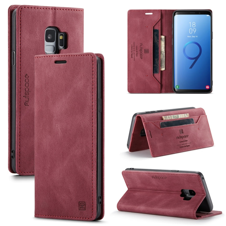 For Samsung Galaxy S9 AutSpace A01 Retro Skin-feel Crazy Horse Texture Horizontal Flip Leather Case with Holder & Card Slots & Wallet & RFID