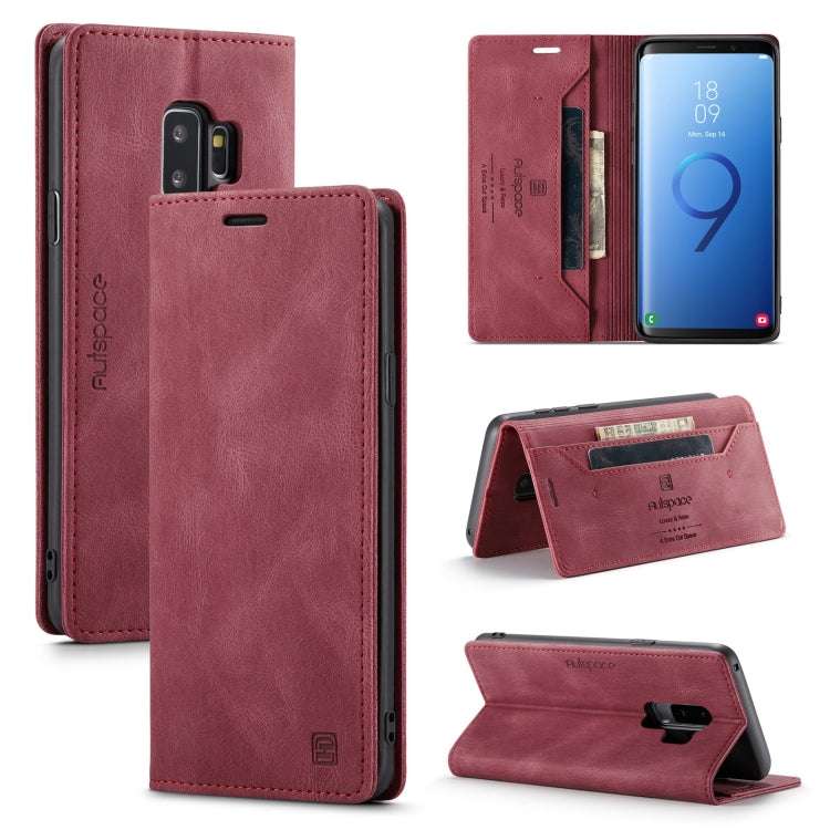 For Samsung Galaxy S9+ AutSpace A01 Retro Skin-feel Crazy Horse Texture Horizontal Flip Leather Case with Holder & Card Slots & Wallet & RFID